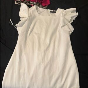 Tommy Hilfiger White Ruffled Flutter Sleeve Blouse